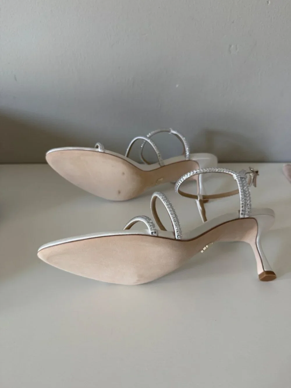 Badgley Mischka Julianna Satin Heeled Sandal - Soft White - Size 8.5
